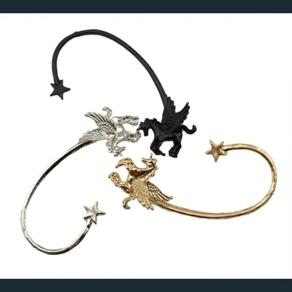 Unicorn Pegasus Silver Pierced Earring wEar-Cuff Shooting Star Festival